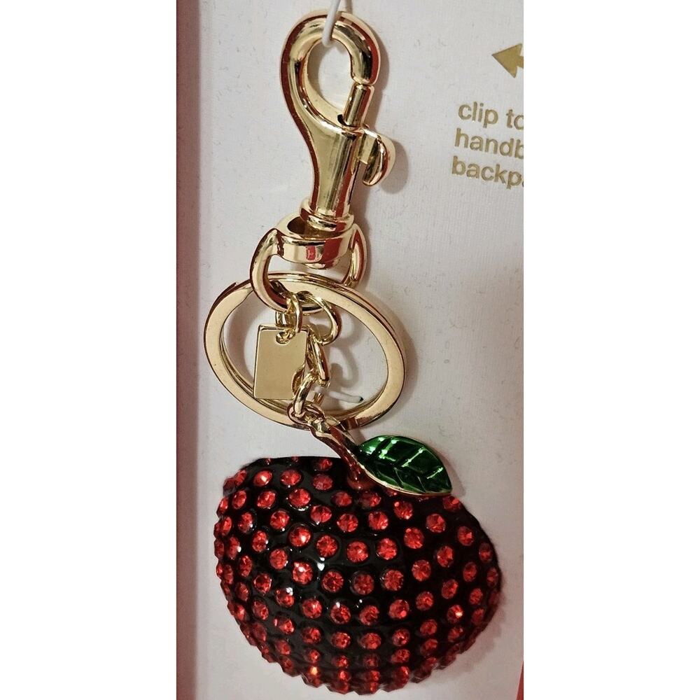 Piper K Keychain Red Glass Stoned Handbag Purse Apple Key Chain Bag Charm View 3